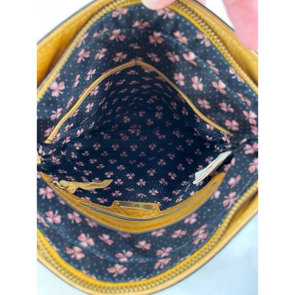 Lucky Brand Baldwin Crossbody Crossbody Bag Shoulder Bag Distressed Boho Mustard - Picture 13 of 16